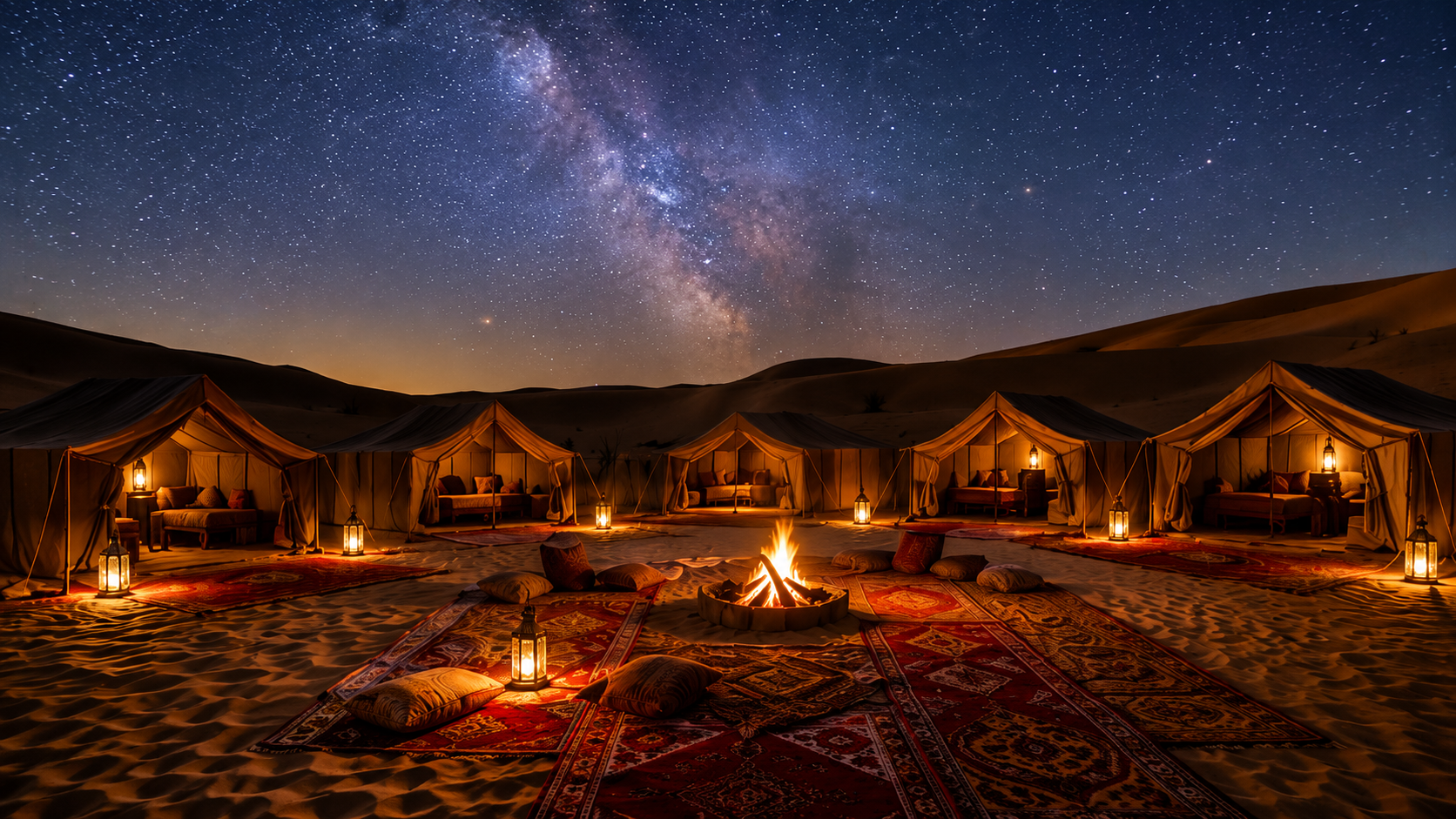 Bivouac confortable dans le désert de Zagora