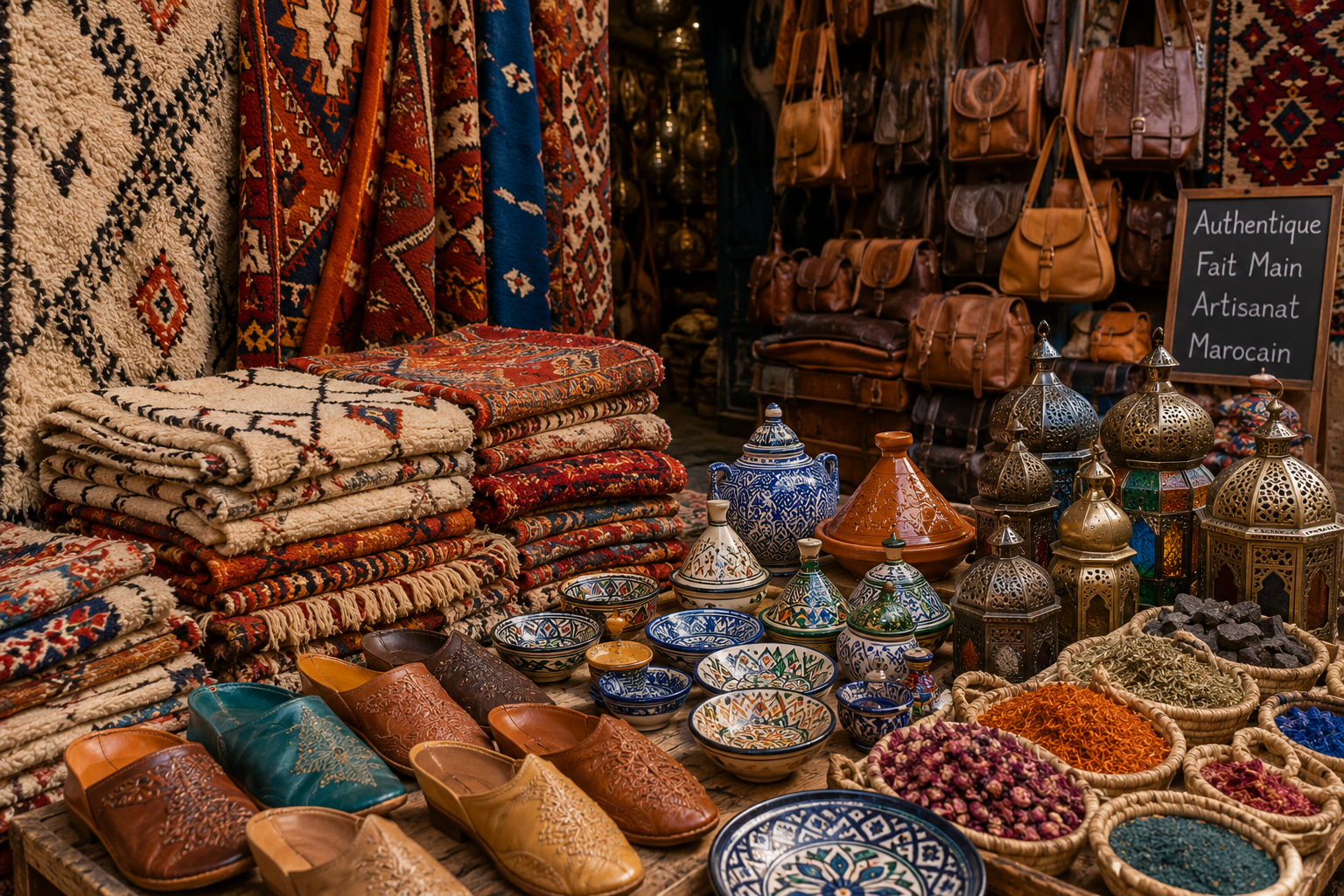 Artisanat marocain : tapis, poterie, cuir